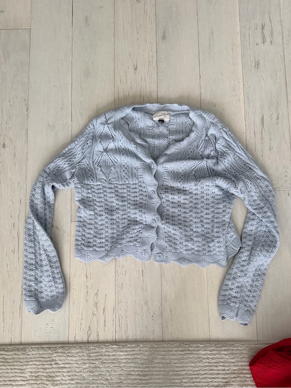 Universal Thread Light Blue Cropped Pointelle Cardigan
